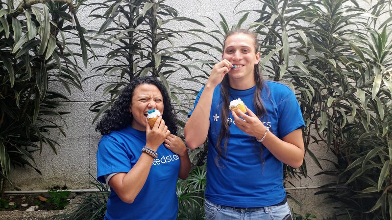 Ayenda Team Members Celebrating Seedspace Medellin's First Anniversary