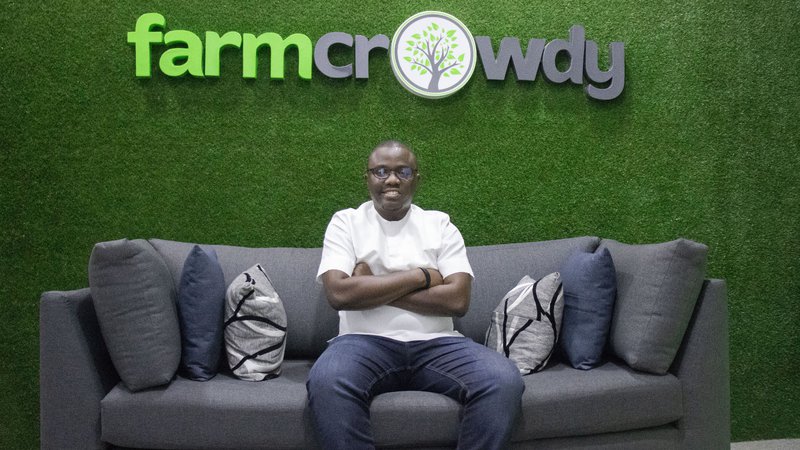 Farmcrowdy CEO Onyeka Akumah at the startup's Lagos office (Supplied)